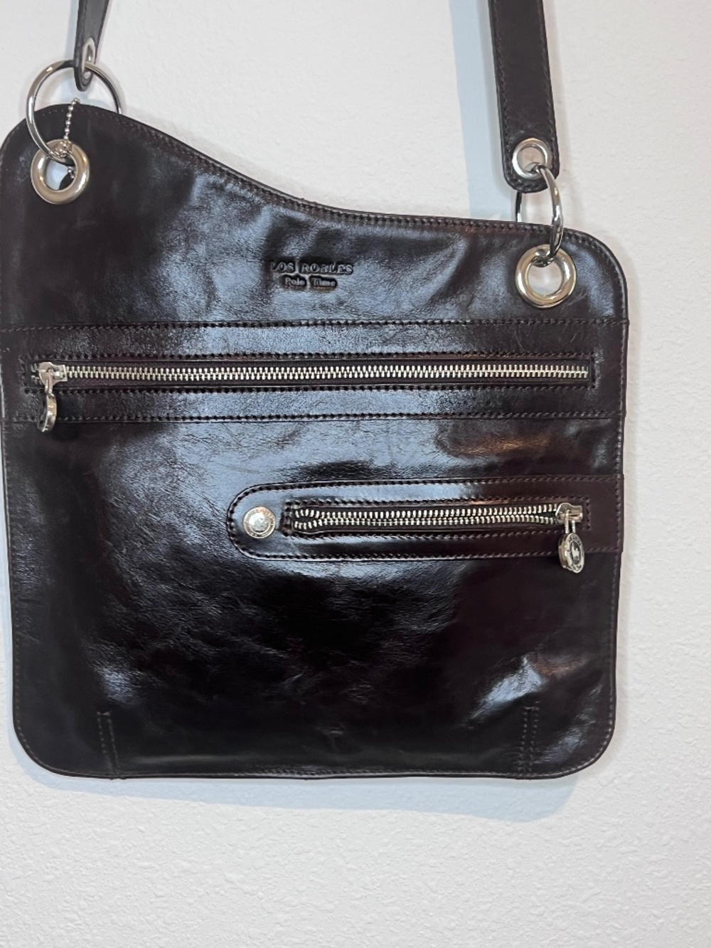 Los Robles Polo Time Genuine Leather Shoulder Bag Dark Brown